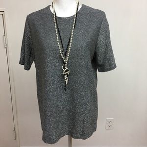 Graff  Silver Metallic Dressy Blouse size XL